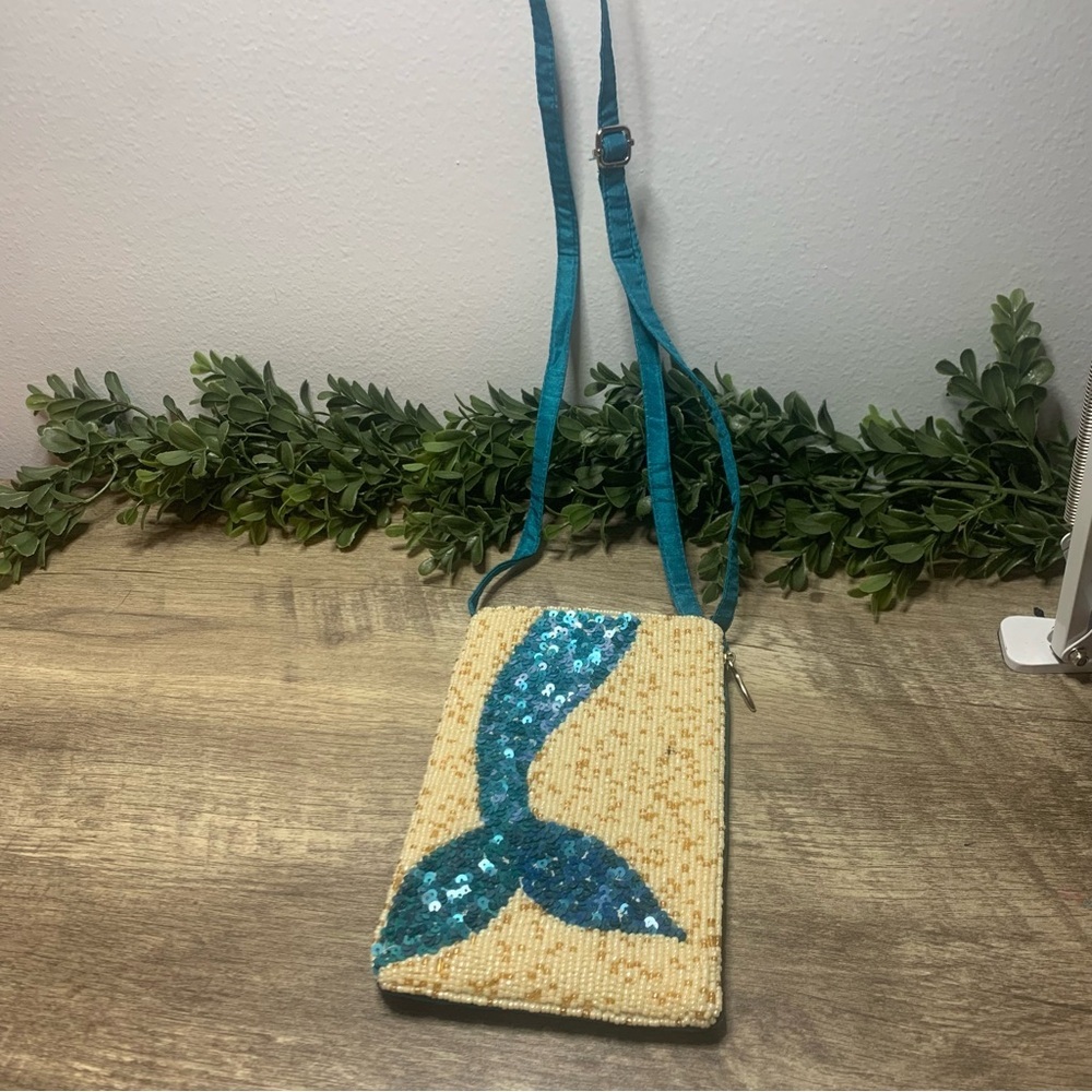 Sequin Mermaid Tail Crossbody Bag Bamboo Trading Small Purse - Picture 3 of 5